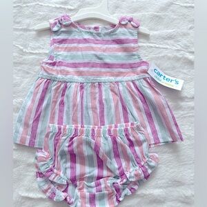 NWT!!! Carter’s Two Piece Set Girls Dress Striped 3-6 months